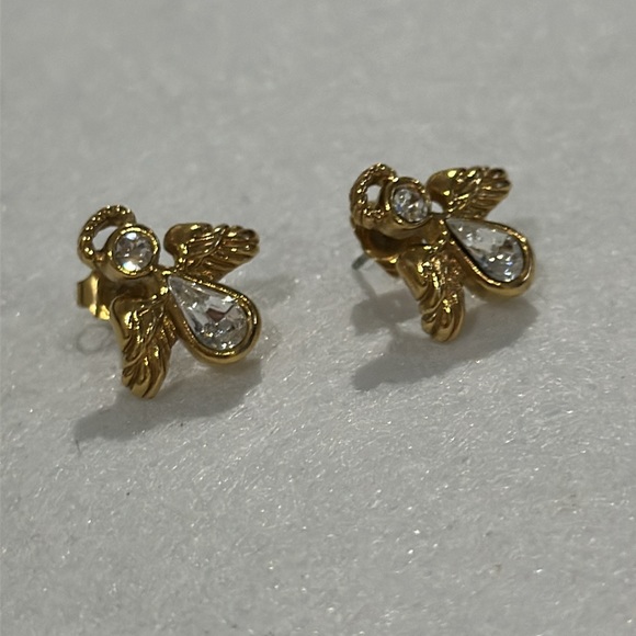 Vintage Avon gold angle sparkling earrings - Picture 3 of 4